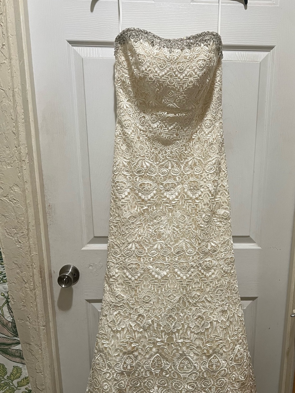 Mori Lee Ivory Strapless Lace Wedding Gown